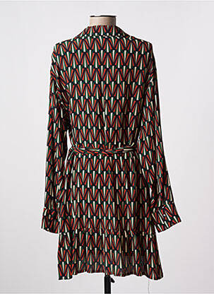 Robe mi-longue coupe fluide manches longues marron AN' GE femme