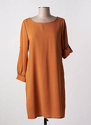 Robe courte coupe fluide manches longues orange AKOZ DE TOI femme