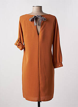 Robe courte coupe fluide manches longues orange AKOZ DE TOI femme