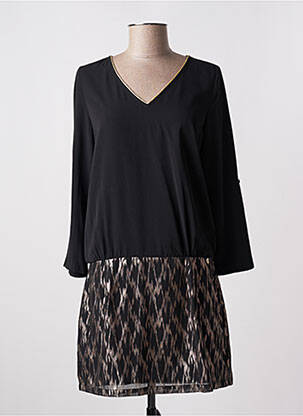 Robe courte manches longues manches longues noir SCHOOL RAG femme