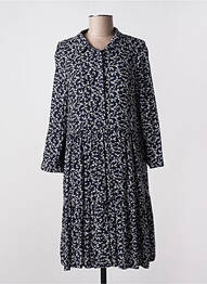 Robe mi-longue imprimé fleurs manches longues bleu C'EST BEAU LA VIE femme