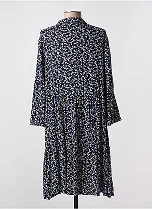 Robe mi-longue imprimé fleurs manches longues bleu C'EST BEAU LA VIE femme