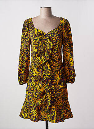 Robe mi-longue manches longues manches longues jaune JUS D'ORANGE femme
