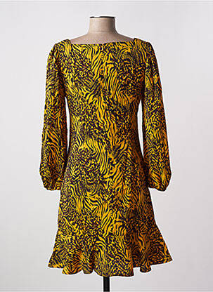 Robe mi-longue manches longues manches longues jaune JUS D'ORANGE femme