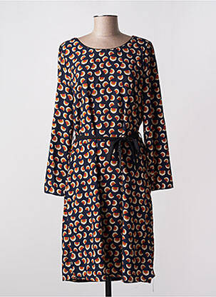 Robe mi-longue coupe fluide manches 3/4 bleu AKOZ DE TOI femme