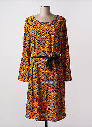 Robe mi-longue coupe fluide manches 3/4 orange AKOZ DE TOI femme