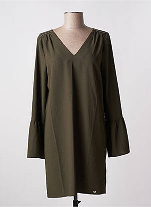 Robe courte coupe fluide manches longues vert LPB femme