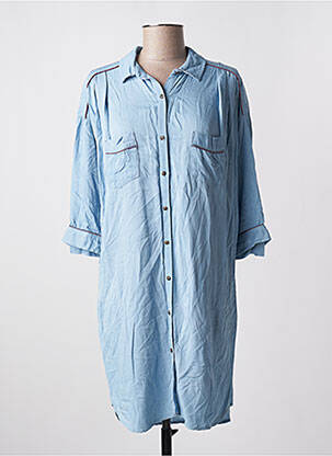 Robe courte coupe fluide manches 3/4 bleu LA PETITE FRANCAISE femme