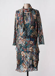 Robe mi-longue coupe fluide manches 3/4 bleu NIKI PARIS femme