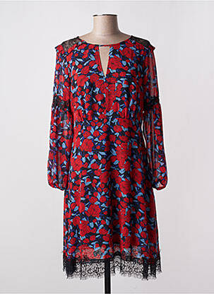 Robe mi-longue coupe évasée manches longues rouge JUS D'ORANGE femme