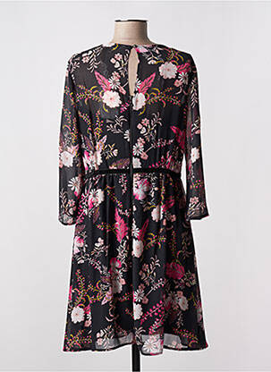 Robe mi-longue imprimé fleurs manches 3/4 noir JUS D'ORANGE femme