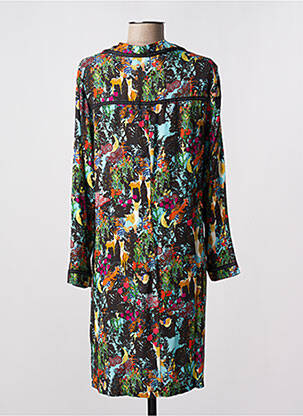 Robe mi-longue coupe fluide manches longues vert MALOKA femme