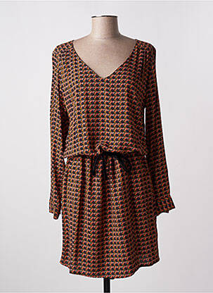 Robe mi-longue coupe fluide manches longues marron LE PETIT BAIGNEUR femme