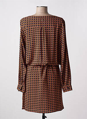 Robe mi-longue coupe fluide manches longues marron LE PETIT BAIGNEUR femme