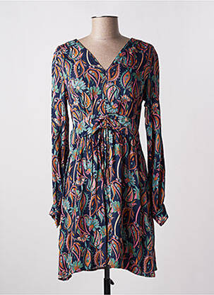 Robe mi-longue coupe évasée manches longues bleu LOLA ESPELETA femme