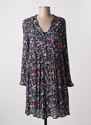 Robe mi-longue imprimé fleurs manches longues bleu ÉTYMOLOGIE femme