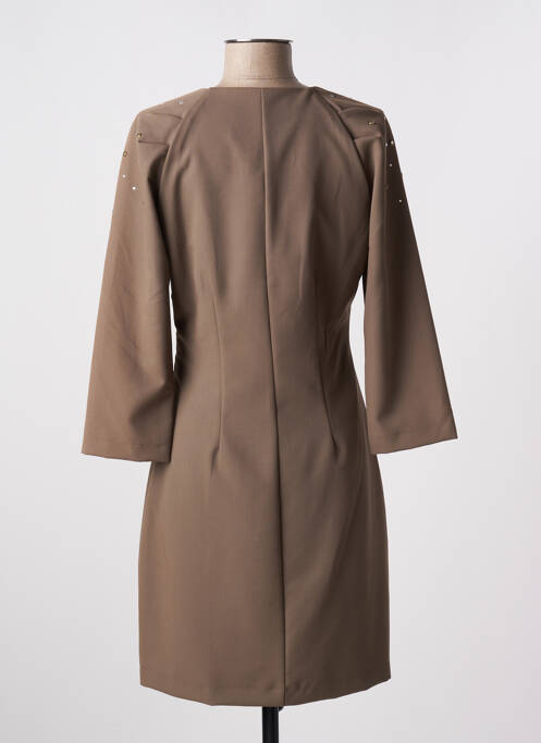 Robe courte fermeture zippée au dos manches longues marron RINASCIMENTO femme
