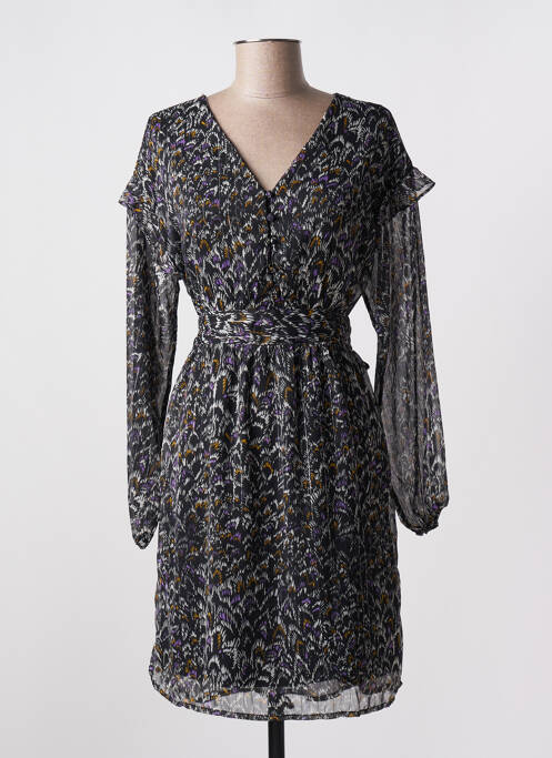 Robe mi-longue imprimé fantaisie manches longues noir VERO MODA femme