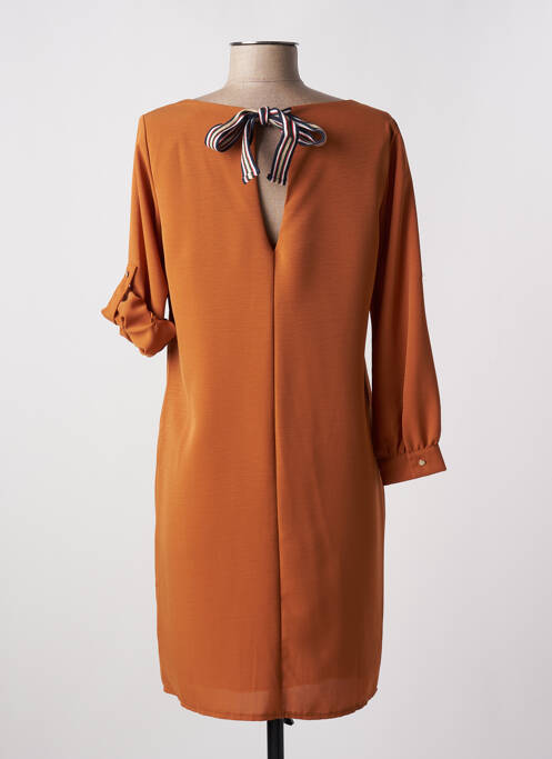 Robe courte manches longues manches longues orange AKOZ DE TOI femme
