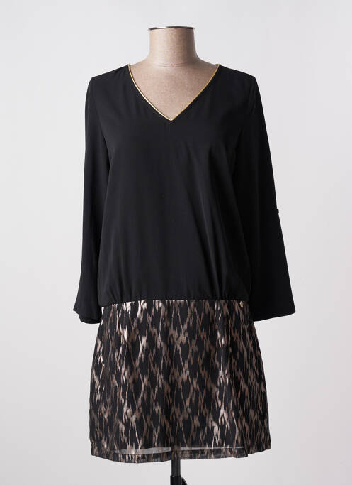 Robe courte manches longues manches longues noir SCHOOL RAG femme