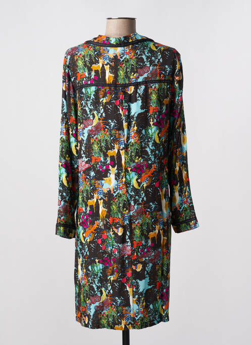Robe mi-longue coupe fluide manches longues vert MALOKA femme
