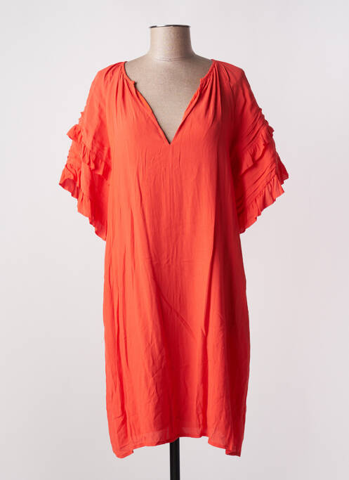 Robe mi-longue orange SEE U SOON pour femme