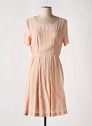 Robe mi-longue manches courtes manches courtes rose SUNCOO femme