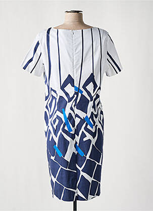 Robe mi-longue fermeture zippée au dos manches courtes bleu PAUSE CAFE femme