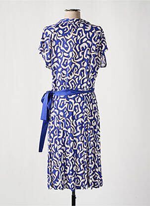 Robe mi-longue imprimé fantaisie manches courtes bleu SURKANA femme