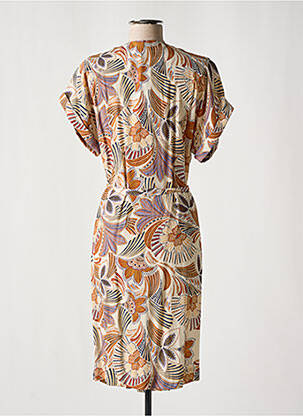 Robe mi-longue coupe fluide manches courtes beige DIANE LAURY femme