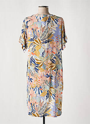 Robe mi-longue imprimé fleurs manches courtes bleu LE PETIT BAIGNEUR femme