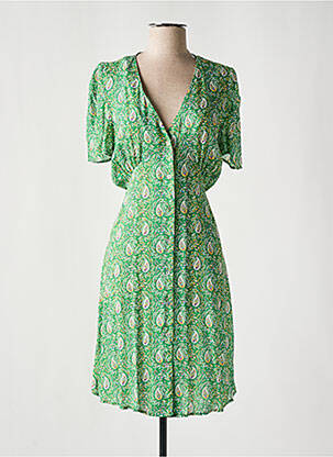 Robe mi-longue manches courtes manches courtes vert C'EST BEAU LA VIE femme