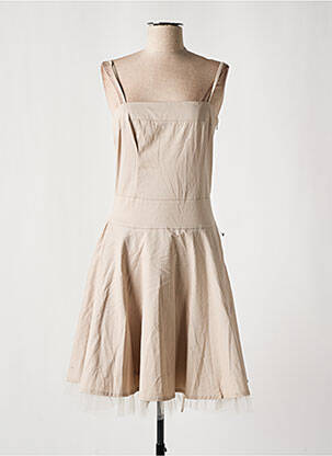 Robe mi-longue doublure fines bretelles beige RINASCIMENTO femme