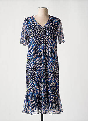 Robe mi-longue coupe fluide manches courtes bleu TELMAIL femme