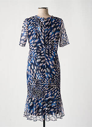 Robe mi-longue coupe fluide manches courtes bleu TELMAIL femme