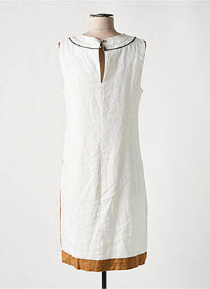 Robe mi-longue tissage crêpe sans manche beige DIANE LAURY femme