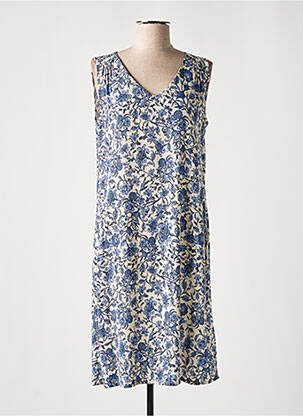 Robe mi-longue imprimé fleurs sans manche bleu LE PETIT BAIGNEUR femme