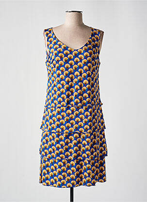 Robe mi-longue imprimé fleurs sans manche bleu MAX & ENJOY femme