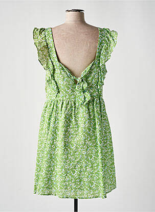 Robe mi-longue imprimé fleurs manches courtes vert INSPIRATION STUDIO femme