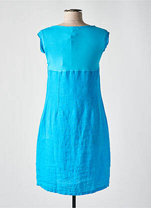 Robe courte fermeture zippée au dos manches courtes bleu MALOKA femme