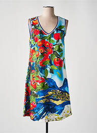 Robe mi-longue imprimé fleurs sans manche bleu MALOKA femme