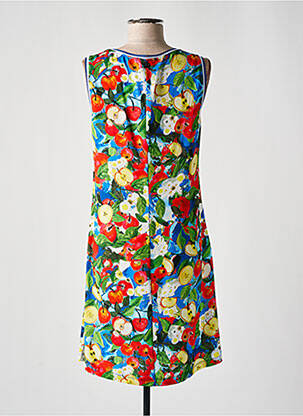 Robe mi-longue imprimé fleurs sans manche bleu MALOKA femme