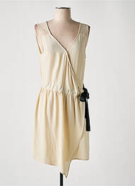 Robe mi-longue tissage crêpe sans manche beige SCHOOL RAG femme