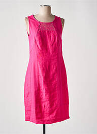 Robe mi-longue tissage crêpe sans manche rose MALOKA femme