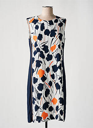 Robe mi-longue imprimé fleurs sans manche bleu DIANE LAURY femme