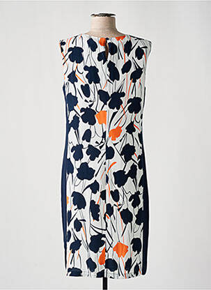 Robe mi-longue imprimé fleurs sans manche bleu DIANE LAURY femme