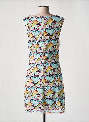 Robe mi-longue imprimé fleurs manches courtes bleu SMASH WEAR femme