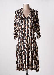 Robe mi-longue manches 3/4 manches 3/4 marron A BELLE femme