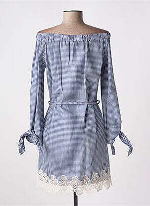 Robe courte manches longues manches longues bleu RINASCIMENTO femme