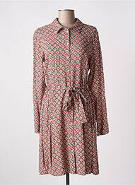 Robe mi-longue imprimé fleurs manches longues rouge C'EST BEAU LA VIE femme